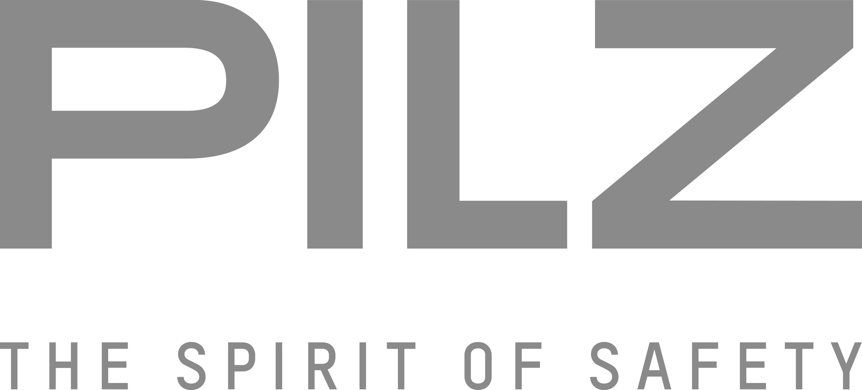 Grauer PILZ-Schriftzug mit THE SPIRIT OF SAFETY