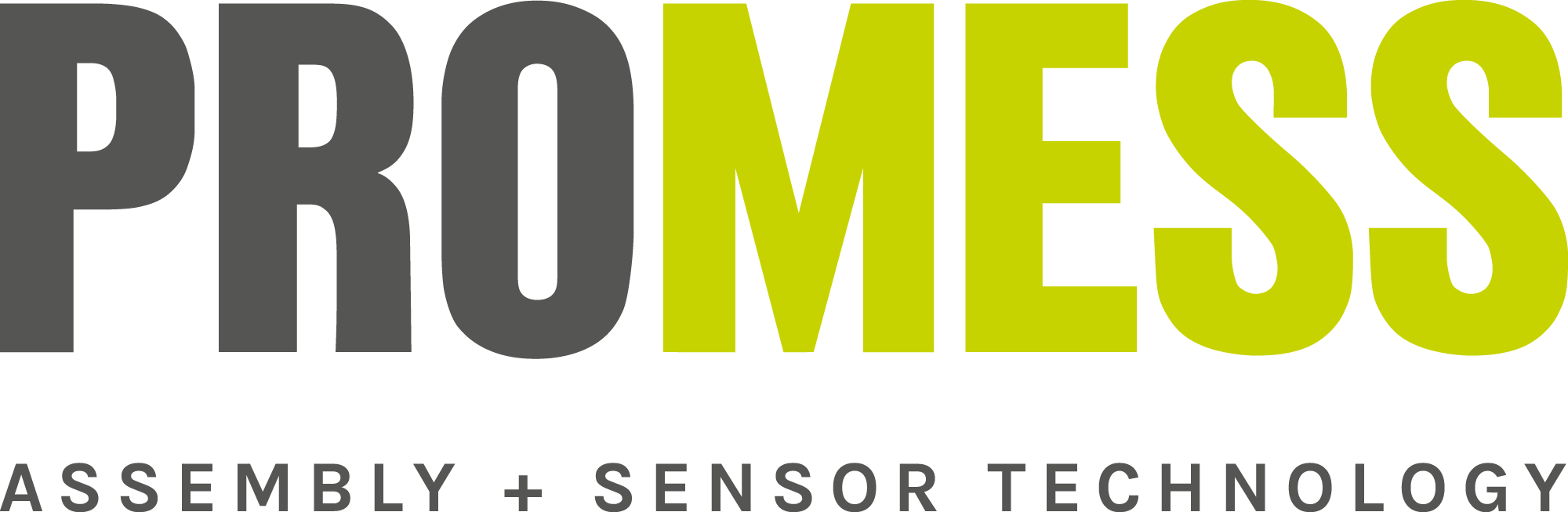 PROMESS – Assembly + Sensor Technology, vollständiges graues und limettengrünes Logo