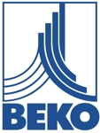 Vollständiges blaues BEKO-Firmenzeichen mit stilisierten Leitungen und dem Schriftzug BEKO
